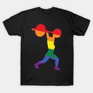 Weightlifting Clean and Jerk Gay FLAG T-Shirt